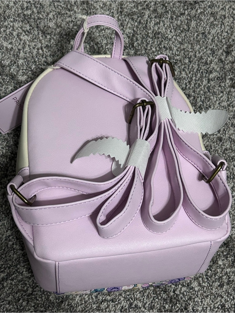 Loungefly Rapunzel Floral Cream and Purple Mini Backpack - Picture 4 of 4